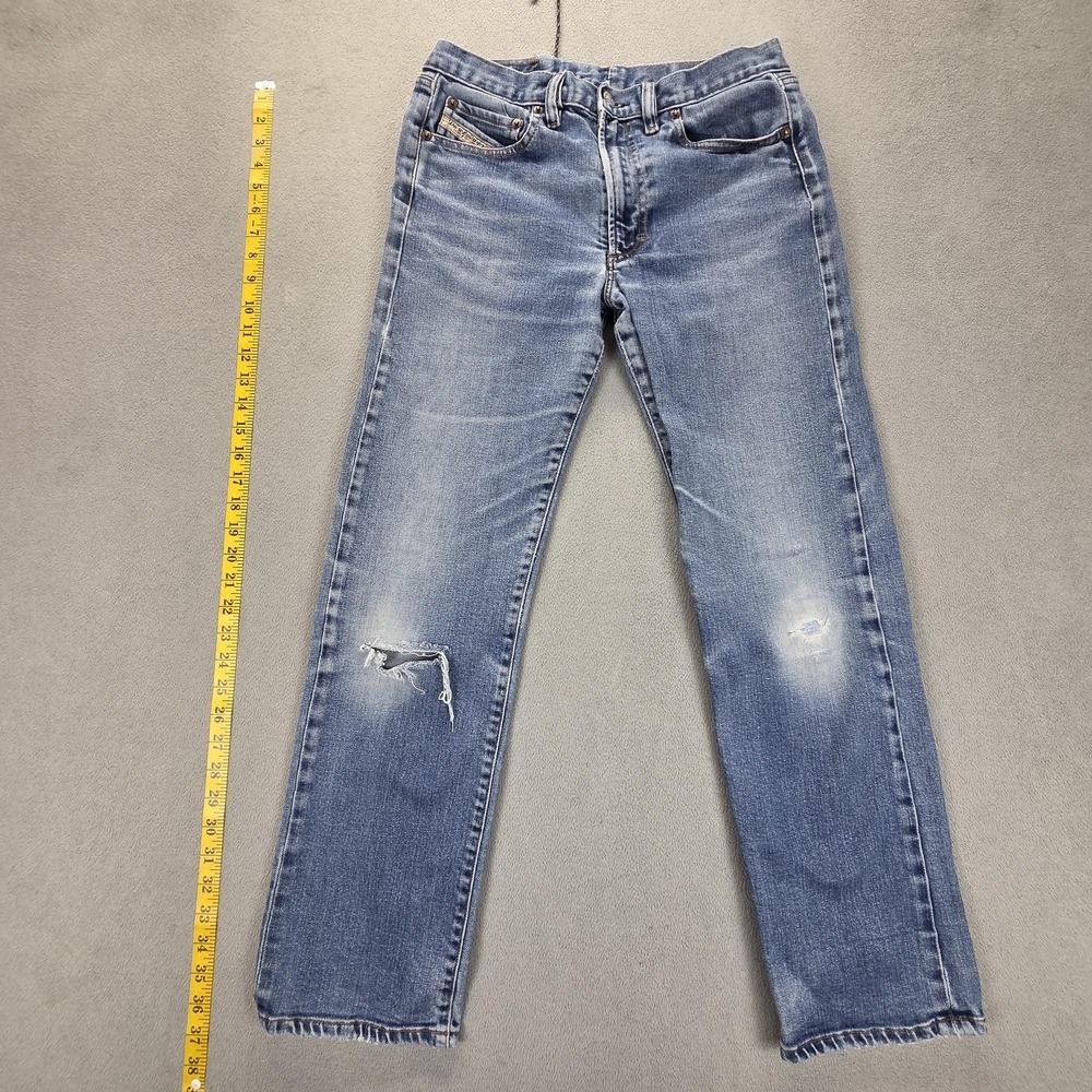 Diesel Luster Jeans Mens Blue Light Wash Altered Italy Straight Fits 27x28